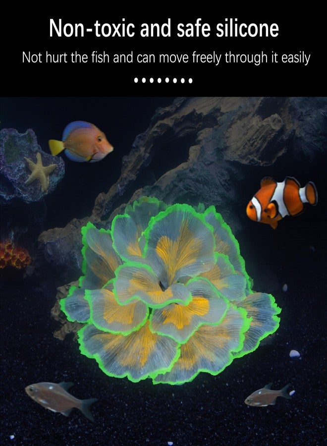 LPFLASAT Fish Tank Decorations Glowing Flower Aquarium Decorations Aquatic Plants Betta Fish Tank Decor Artificial Silicone Ornament with Glowing Effect for Fish Tank Landscape Decoration (Orange) - Image 4
